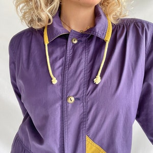Vintage 80's Parka Size M Polyester Purple with Yellow details image 7