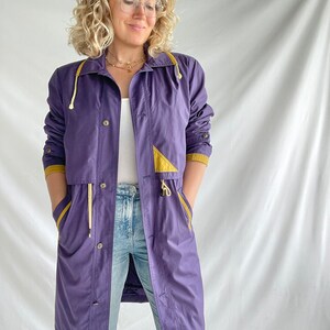 Vintage 80's Parka Size M Polyester Purple with Yellow details image 6