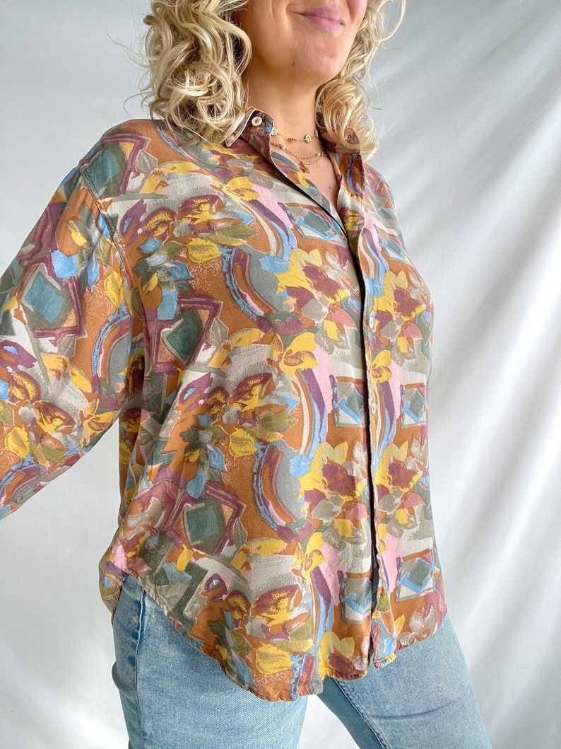 Vintage 80s Blouse Size XL Viscose image 9