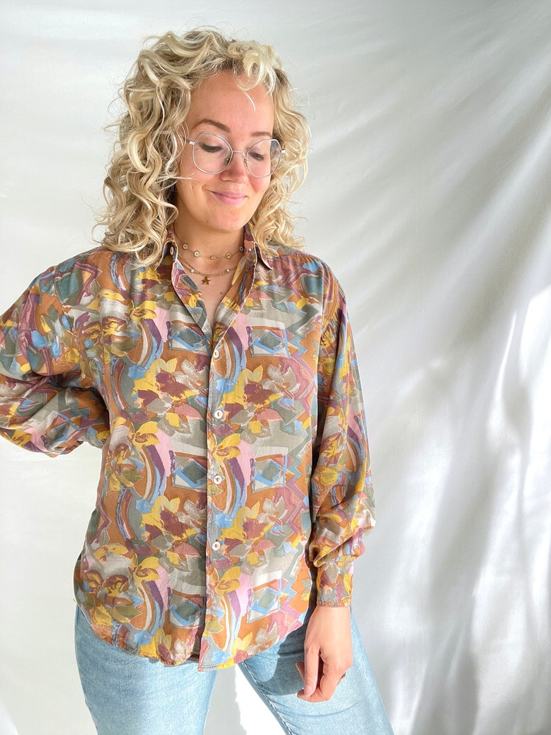 Vintage 80s Blouse Size XL Viscose image 3