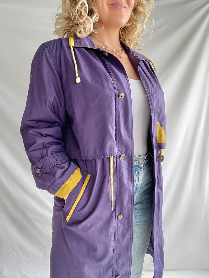 Vintage 80's Parka Size M Polyester Purple with Yellow details image 2