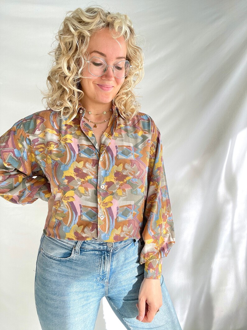 Vintage 80s Blouse Size XL Viscose image 1