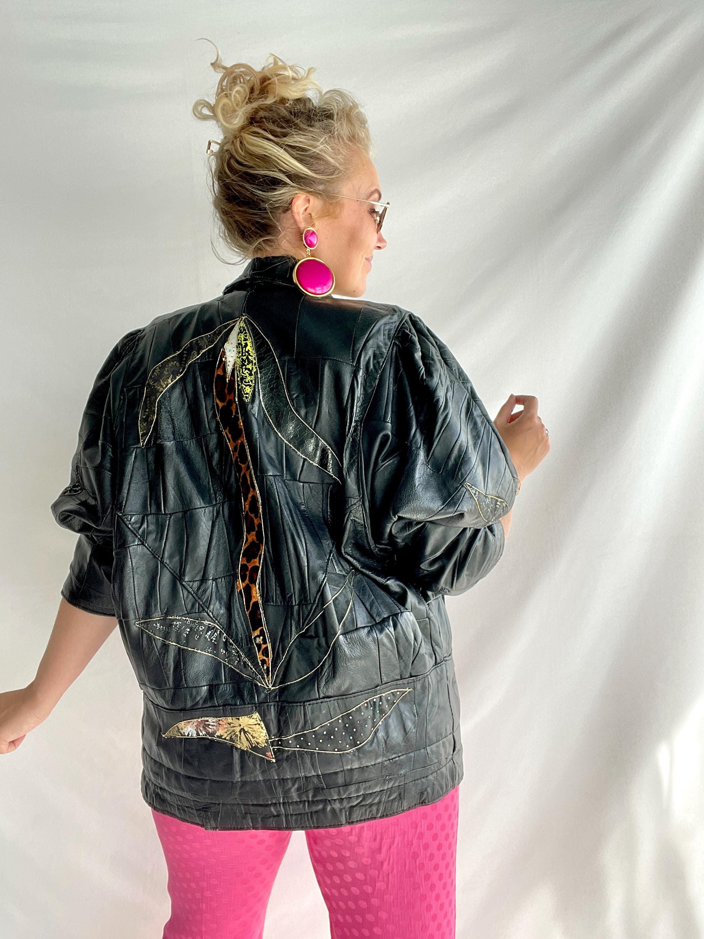 Vintage 80s Jacket | Size M | Leather | Black | Statement Vintage 80s Jacket | Size M | Leather | Black | Statement
