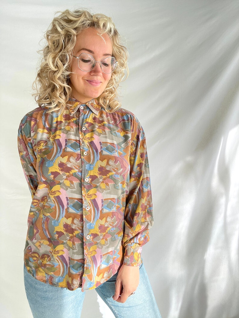 Vintage 80s Blouse Size XL Viscose image 7