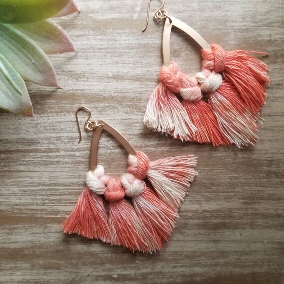 Macrame teardrop earrings deals