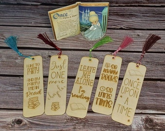 Sturdy Laser Engraved Wood  Bookmarks for your favorite Book lover, set of 2 or set of 8, School or Christmas gift for kids or teachers!
