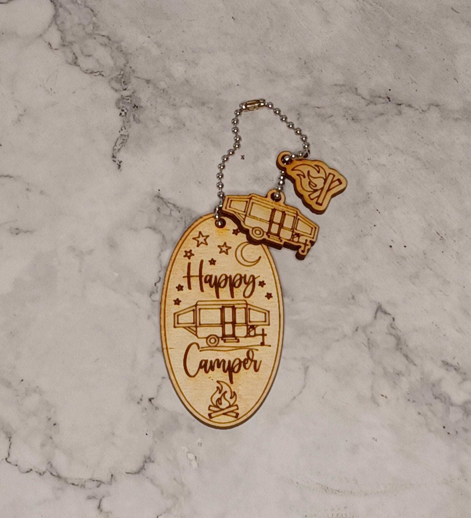 Happy Camper Key Chain Camper Tent or Popup Options With 2 Etsy