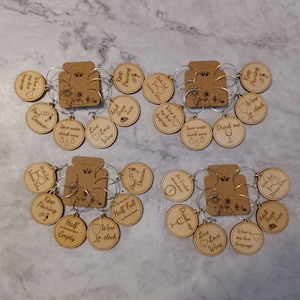 Wine Glass Charms, Funny Set of 6 laser cut and engraved wine glass tags, customizable, Fun for a Ladies Night or Party with friends