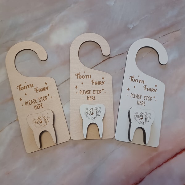 Tooth Fairy Door Hanger with pocket for tooth/money, available in 3 styles and can be personalized