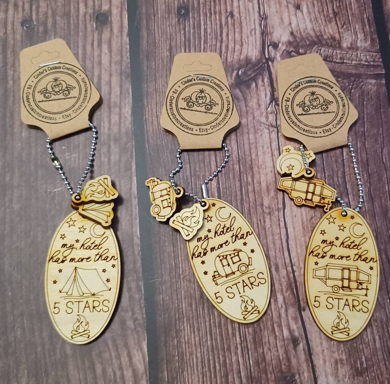 Happy Camper Key Chain, Camper, Tent, or Pop-up Options With 2 Charms ...