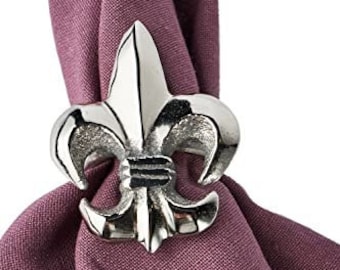 Napkin rings set of 6 lily for napkins - napkin holder aluminum metal silver - table decoration decoration - 6 pieces / 7x5.5 x 5.5 cm