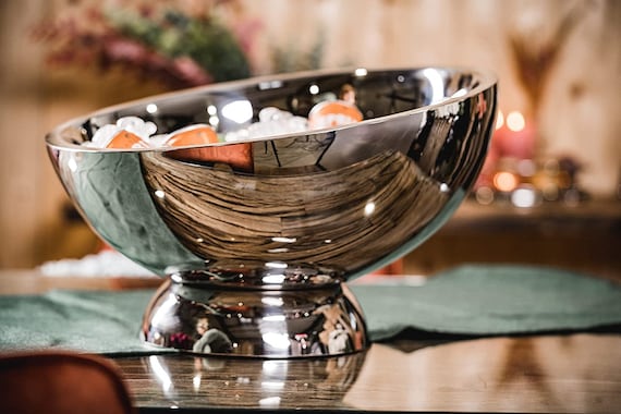 Champagnerbowl doppelwandig, Weinkühler, Flaschenkühler Sektkühler Edelstahl Silber Party Kühler für Wasser, Sekt, Wein Champagner - 43 cm