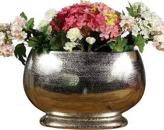 Vase Fleur Vase Récipient Tasse Vase Dekovase Aluminium Argent, Décoratif Moderne en Métal, Salon et Cuisine 34 cm