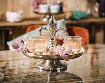 Etagere Lilie Decorative Plate Decorative Bowl - Serving plate Large metal aluminum - decoration for living room, dining room 30 cm