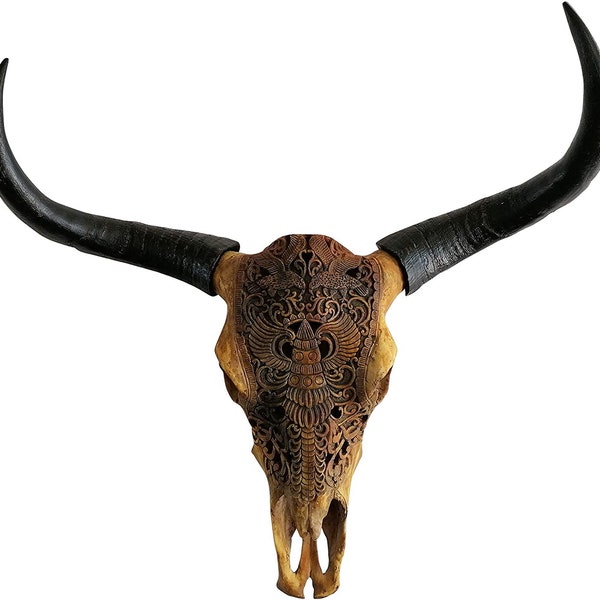 Stierkopf Bullenkopf Bullenschädel Stier Hörner Geweih Wanddekoration Polyresin Riesig Luxus Groß Moderne Wanddeko Deko Dekoration XXL 72cm