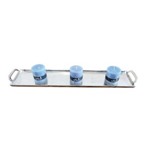 Dienblad serveerplank aluminium zilveren handgrepen - van metaal - zilveren dienblad - decoratieve decoratie voor woonkamer, eetkamer of keuken XXL 95 cm