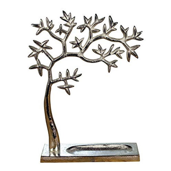 Schmuckbaum Schmuckständer Schmuckhalter Dekobaum Aluminium Silber Schmuck Baum für Ringe, Ketten, Armbänder,  31 cm