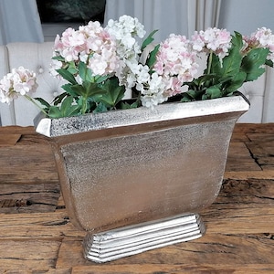 Vase Flower Vase Vessel Cup Vase Dekovase Aluminum Silver, Decorative Modern made of Metal, Living Room and Kitchen, 36 cm