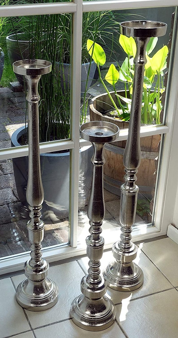 Candelabro Botella Botella Botella De Vino Aluminio Plata Tealights - Candelabros - Candelabros - Decoración Deco Decoración De Mesa - 19 Cm - España