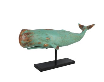 Whale fish decorative figure statue sculpture stand polyresin modern - maritime decoration for home in wood look - XXL 77 x 17.5 x 38.5 cm