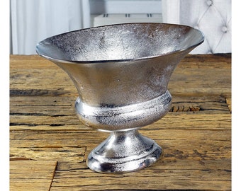 Vase, flower vase, cup vase, decorative vase, aluminum silver, luxury, decorative modern, living room, kitchen, S 30 cm