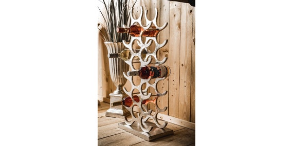 Weinregal Flaschenregal - Aluminium Silber Weinständer, Flaschenhalter/Flaschenständer stehend für Flaschen Sekt, Wein Champagner - 72 cm