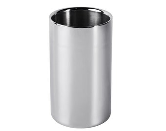 Champagne cooler double-walled, wine cooler, bottle cooler, champagne cooler made of stainless steel silver - cooler for water, wine and champagne - 20 cm