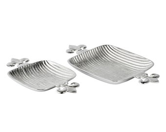 Assiette décorative Lily Bowl en aluminium argenté - Décoration pour salon, couloir, cuisine, salle de bain - Bol décoratif moderne en métal - 44 ou 52 cm