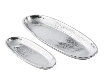 Bol de service bol décoratif en aluminium métal argenté moderne, décoration pour salon, salle de bain et cuisine, décoration de table set de 2 38 cm