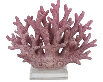 Corail sur verre acrylique décoration statue Polyrésine Maritime 19,3x8,5 x 15,5 cm