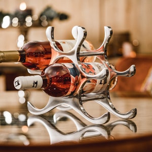 Wine rack bottle rack bottle metal aluminum silver luxury - wine stand, shelf modern made of metal - 27.5 cm