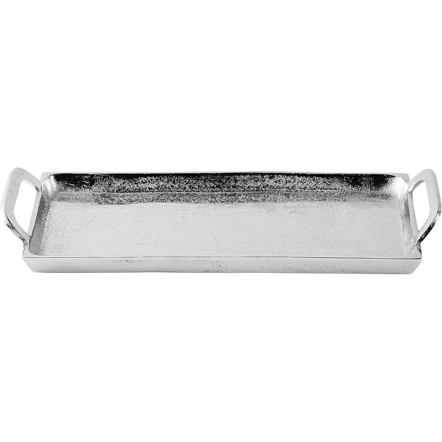 Tray serving board decorative plate serving plate aluminum silver table - serving tray handle - living room, dining room or kitchen 46.5 cm