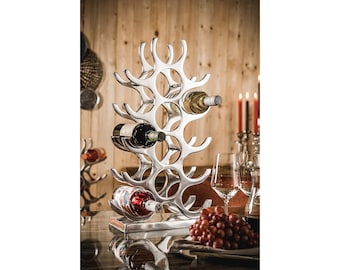 Weinregal Flaschenregal Flasche Aluminium Metall Silber - Regal Modern aus Metall - Flaschenhalter Sekt, Wein und Champagner - 60 cm XL