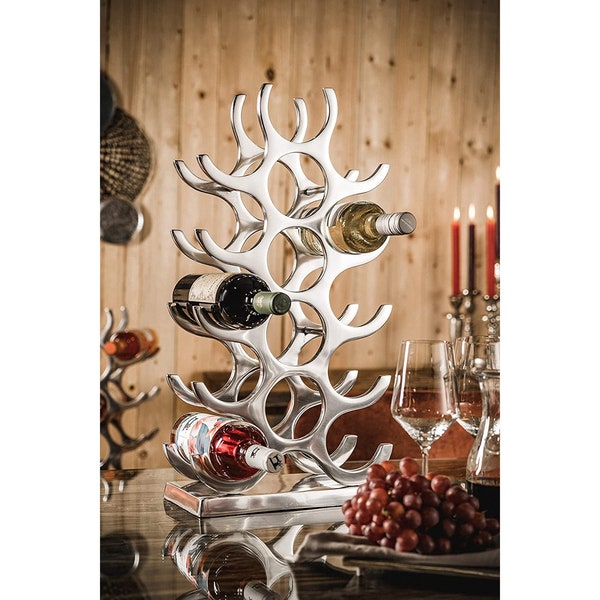 Casier à bouteilles casier à bouteilles aluminium métal argent - étagère métallique moderne - porte-bouteilles pour vin mousseux, vin et champagne - 60 cm XL