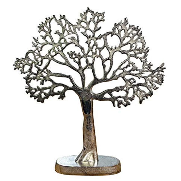 Jewelry Tree Jewelry Stand Jewelry Holder Tree of Life Decorative Tree Aluminium Metal Silver - Jewelry Tree for Rings, Necklaces and Bracelets - 43 cm