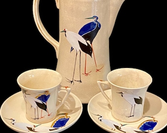 Gyouzan Kilns – Japanese Tea Set, Crane Motif