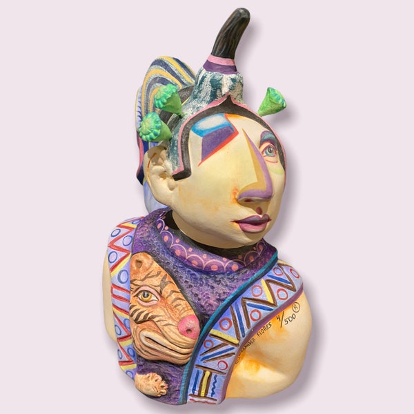 Alexander Flores: Mayan, Pottery Sculpture, Artist-Signed & Numbered 4/500