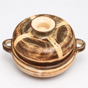 Vaporiera giapponese in ceramica Iga-Yaki Donabe con inserto di lettere dattiloscritte di metà secolo / Vintage