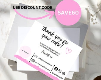 Business Card and Boho Thank You Cards Set | Digital Printable Fashion Inserts |Customer service popular printables