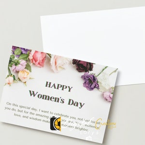 Esprimi il tuo amore con un biglietto personalizzato per la Festa della Donna - Design colorato e minimalista con rose PNG