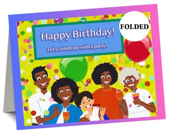 Illustrate Birthday Party, Greeting Card, Happy Birthday Card from or for office colleagues, Unique gift