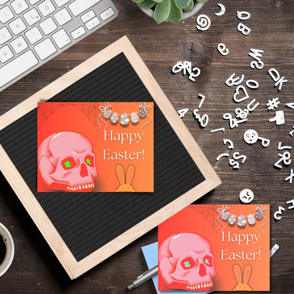 Skeleton Easter Card: Skeleton Head with Eggs, Funny Easter, Skeletons Easter, Easter Design , Easter Card bundle set