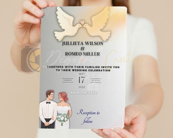 Wedding print invite, Minimalist Design, Customizable Template for Instant Download in Canva