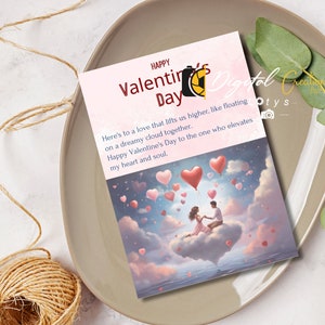 Presente de Dia dos Namorados, cartão de nota de amor para casais, cartão de aniversário DIY para impressão, design de padrão de coração