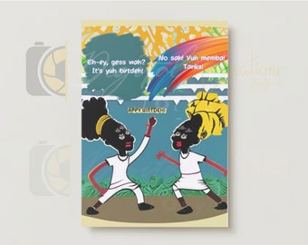 Feel the Rhythm: Jamaican Patois Birthday Comic | Instant Download|Birthday Printable Card