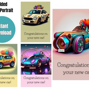 Gefeliciteerd met uw nieuwe auto|Bundelkaart Nieuwe auto wenskaart| Nieuwe autokaart Cadeau digitaal afdrukbaar direct downloaden