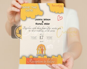 Wedding Invitation Template | Customizable Minimalist Design, Boho Invitation size -5x7 Editable Instant Download