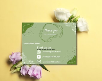 EDITABLE Business Thank You Card Printable | Boho Thanks For Your Purchase Card | Small Business Package Insert Card