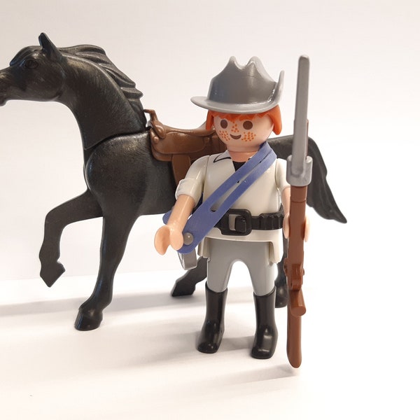 Playmobil Western Cowboy ACW Southern Soldier with horse #2