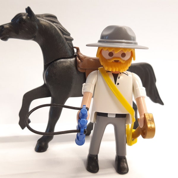 Playmobil Western Cowboy ACW Southern Soldier with horse #1